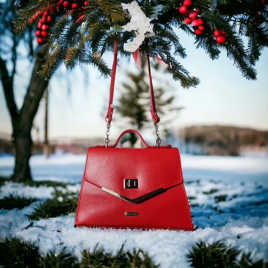 Scarlet Elegance: Handcrafted Structured Red Ladies Handbag